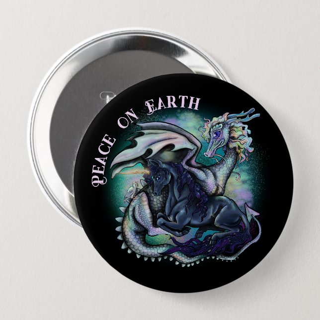 Weltfrieden Dragon and Unicorn Button (Vorne & Hinten)