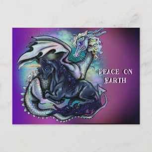 Weltfrieden Dragon and Unicorn Feiertagspostkarte
