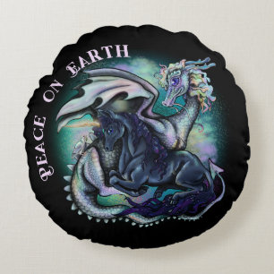 Weltfrieden Dragon and Unicorn Rundes Kissen