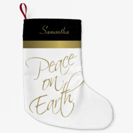 Weltfrieden Einfach elegant Gold, Schwarz & Weiß Kleiner Weihnachtsstrumpf