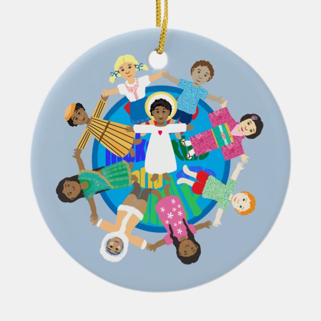 Weltfrieden-Einfamiliengebet Keramik Ornament (Vorne)