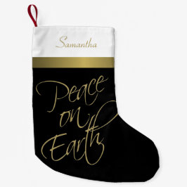 Weltfrieden Elegant Schwarz, Gold und Weiß Kleiner Weihnachtsstrumpf