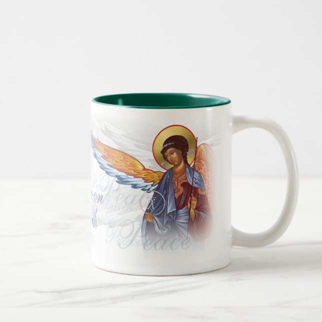 Weltfrieden-Engels-Tasse Zweifarbige Tasse (Rechts)