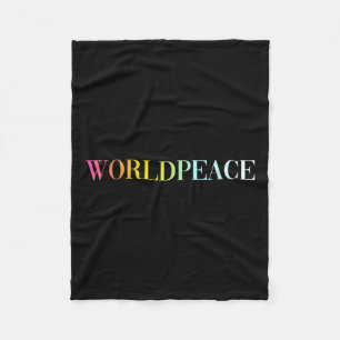 Weltfrieden (farbiger Text) Fleecedecke