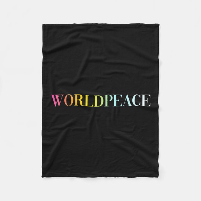 Weltfrieden (farbiger Text) Fleecedecke (Vorderseite)