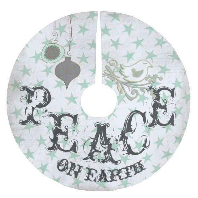 Weltfrieden-Feiertags-Baum-Rock Polyester Weihnachtsbaumdecke (Vorderseite)