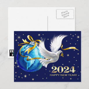 Weltfrieden. Friedensnobeljahr 2024 Feiertagspostkarte