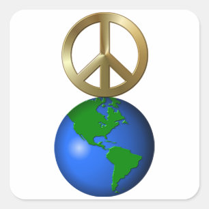 Weltfrieden Fun Rebus Style Word Puzzle Quadratischer Aufkleber