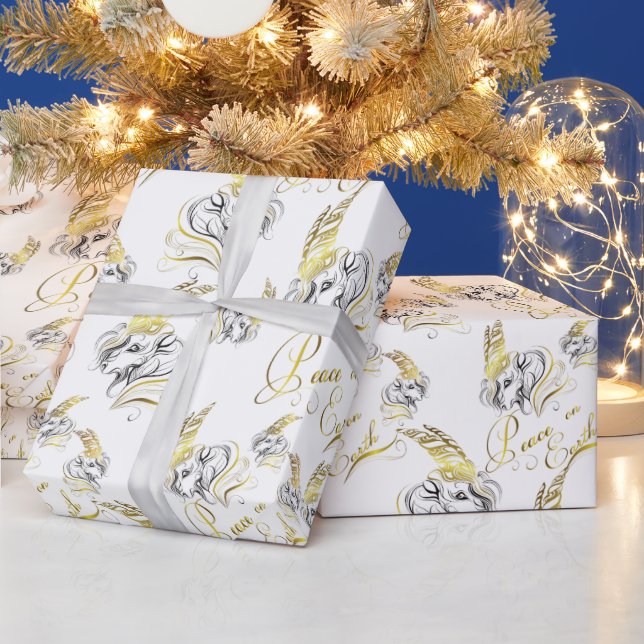 Weltfrieden GOLD Geschenkpapier (Feiertage)