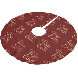 Weltfrieden Gold Script Rot Eleganter Urlaub Polyester Weihnachtsbaumdecke