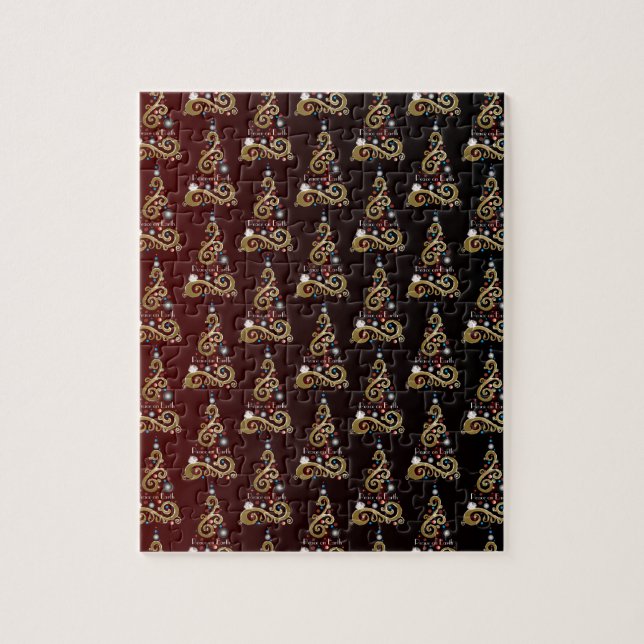 Weltfrieden goldenes Weihnachtsbaummuster (Vertikal)