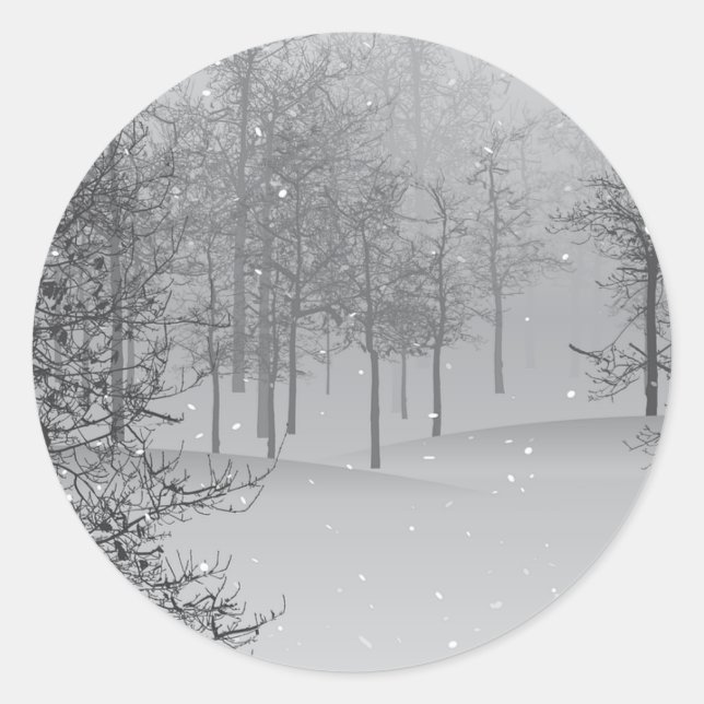 Weltfrieden Gray Snow Scene Runder Aufkleber (Vorderseite)