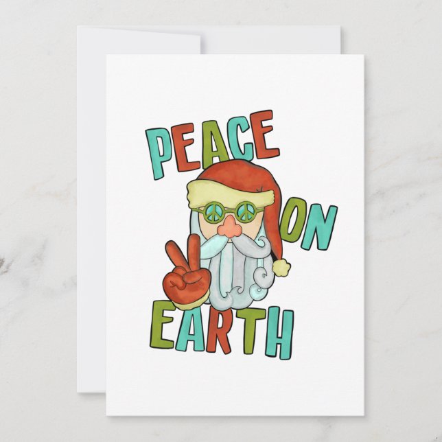 Weltfrieden Hippie Santa Feiertagskarte (Vorderseite)