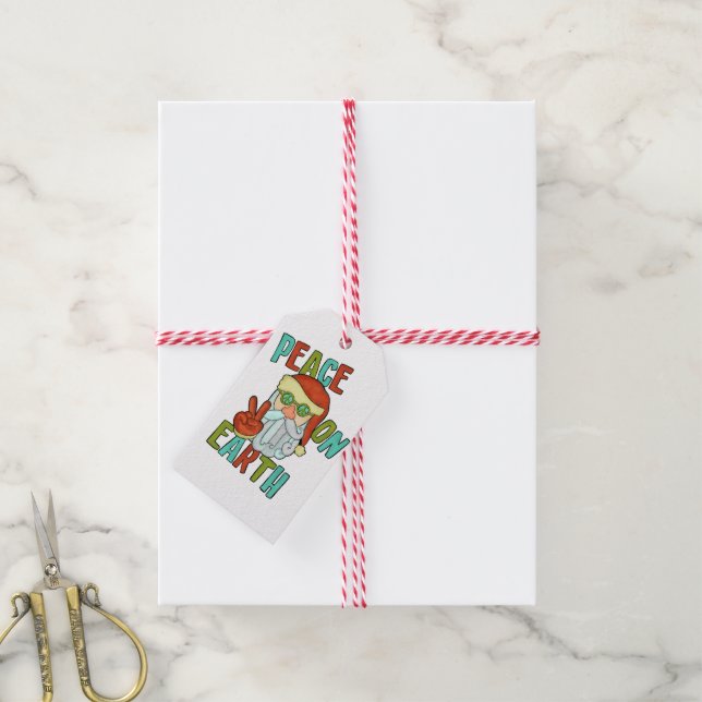 Weltfrieden Hippie Santa Geschenkanhänger (Mit Garn)