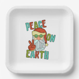 Weltfrieden Hippie Santa Pappteller