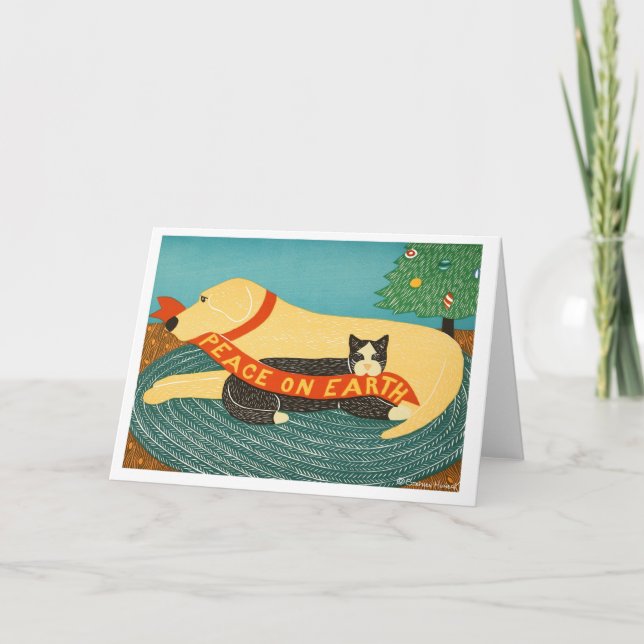 Weltfrieden Holiday Card - Stephen Huneck Feiertagskarte (Vorderseite)