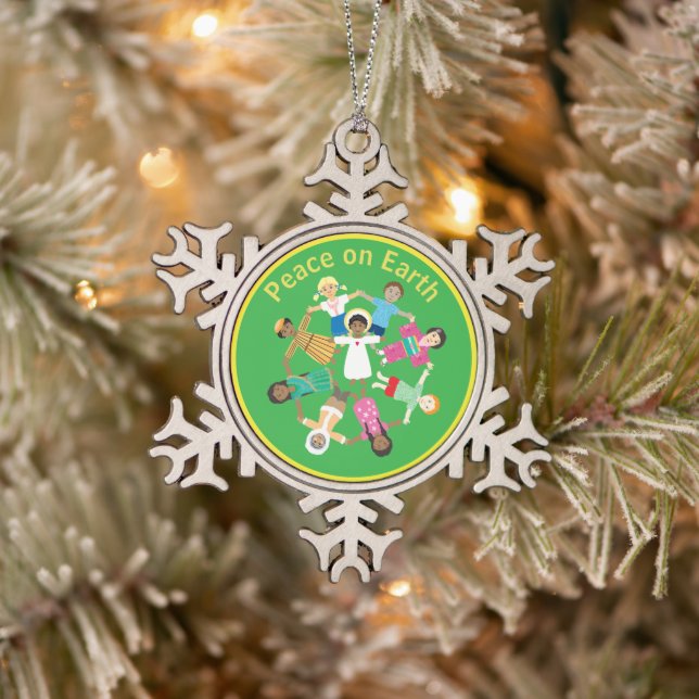 Weltfrieden Jesus Schneeflocken Zinn-Ornament (Baum)