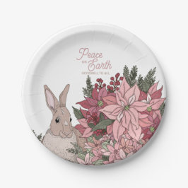 Weltfrieden Kaninchen in Blume rosa Pappteller