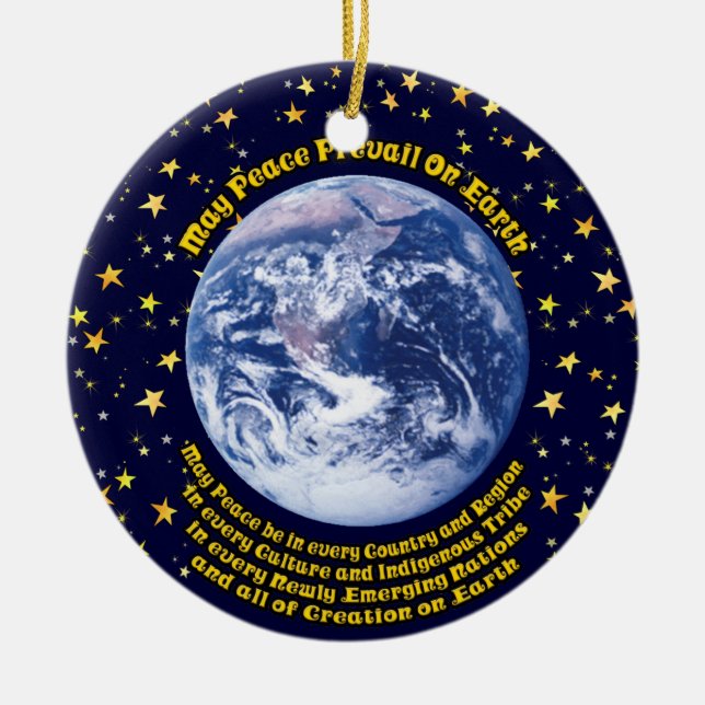 Weltfrieden Keramik Ornament (Vorne)