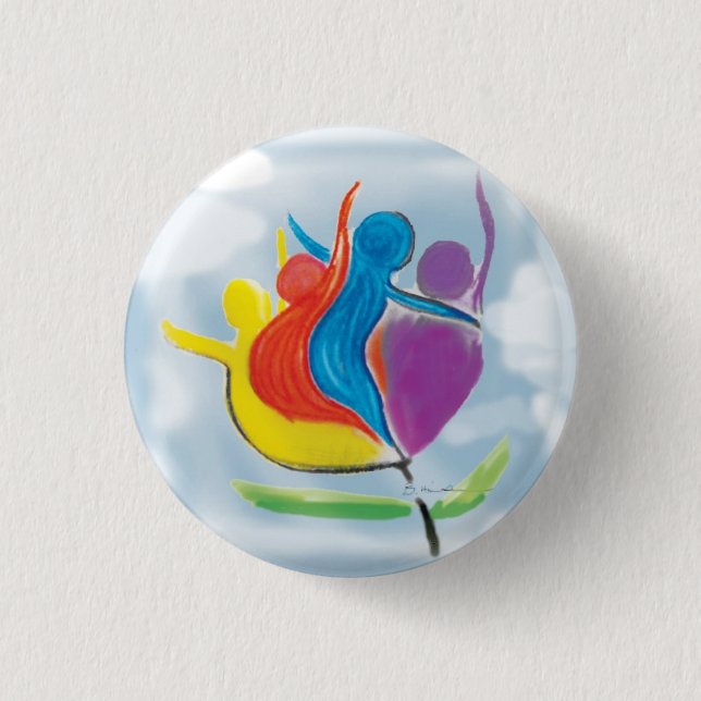 Weltfrieden-Leute im Harmonie-Knopf Button (Vorderseite)
