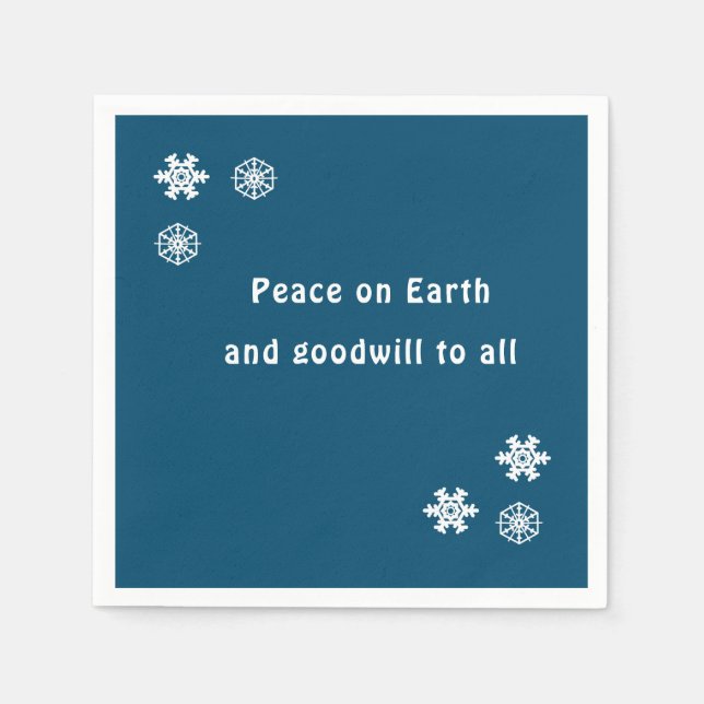 Weltfrieden Minimalistisch Blue Snowflake Napkins Serviette (Vorderseite)