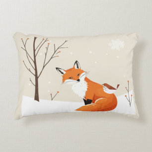 Weltfrieden Minimalistisch Fox Bird Niedlicher Tie Dekokissen
