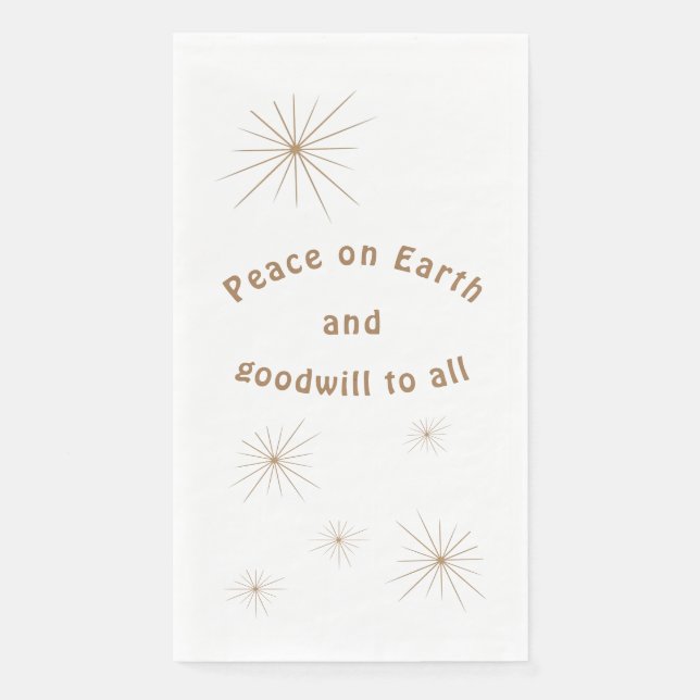 Weltfrieden Minimalistisch Gold Text Handtuch Serviette (Vorderseite)