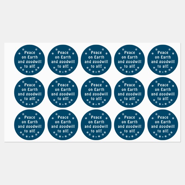 Weltfrieden Minimalistische Blaue Schneeflocken Etiketten (Blatt)
