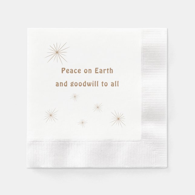 Weltfrieden Minimalistischer Goldtext Serviette (Vorderseite)
