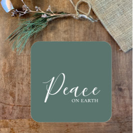 Weltfrieden | Minimalistischer Grüner Urlaub Quadratischer Aufkleber