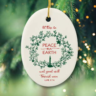 Weltfrieden mit personalisiertem Familiennamen Keramik Ornament