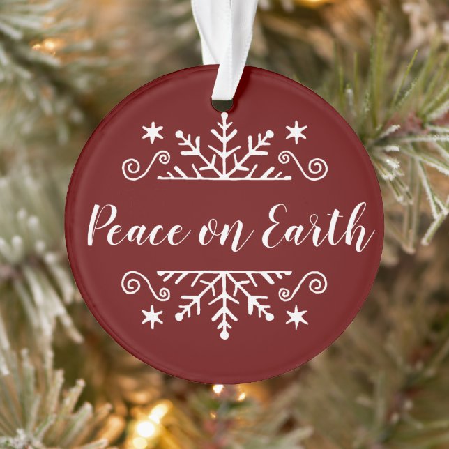 Weltfrieden mit Schneeflocke Ornament (Baum)
