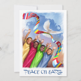 Weltfrieden. Multikulturelle Kinder Weihnachtskart Feiertagskarte