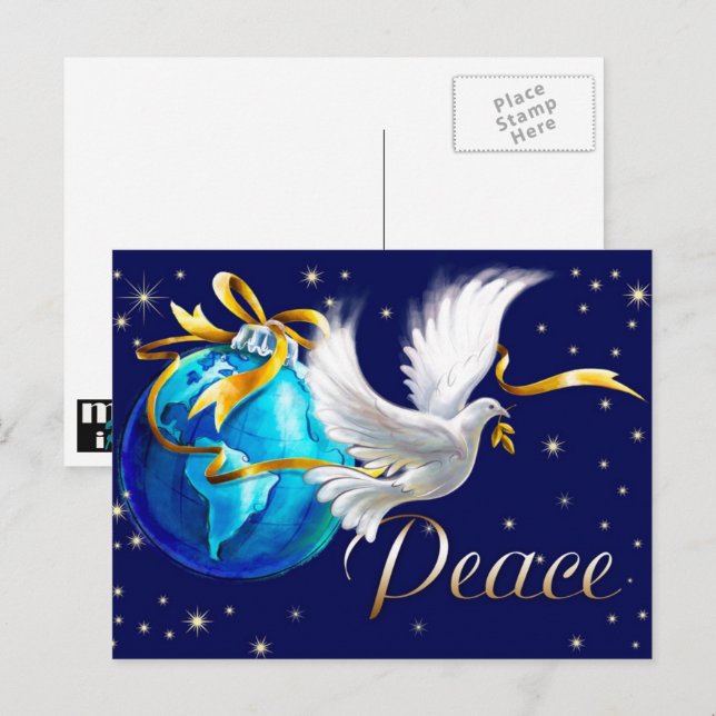 Weltfrieden. Peace Dove Christmas Feiertagspostkarte (Vorne/Hinten)