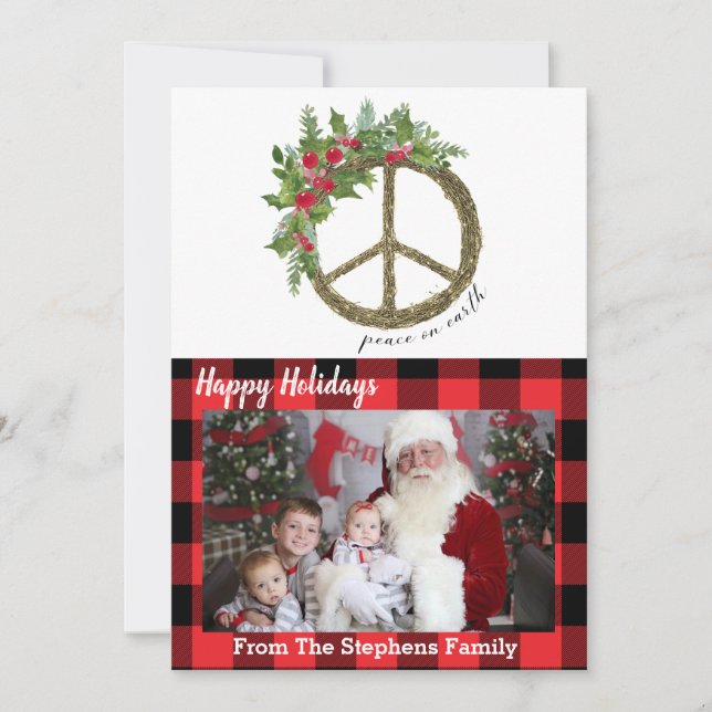 Weltfrieden Peace Sign Weihnachtskarte Feiertagskarte (Vorderseite)