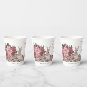 Weltfrieden Personalisiert Happy Holidays Floral Pappbecher