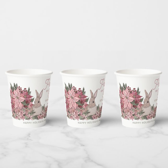 Weltfrieden Personalisiert Happy Holidays Floral Pappbecher (Multi)
