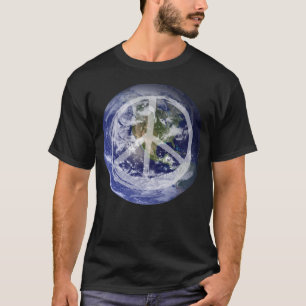 Weltfrieden Planet in Space Peace Symbol Sign T T-Shirt