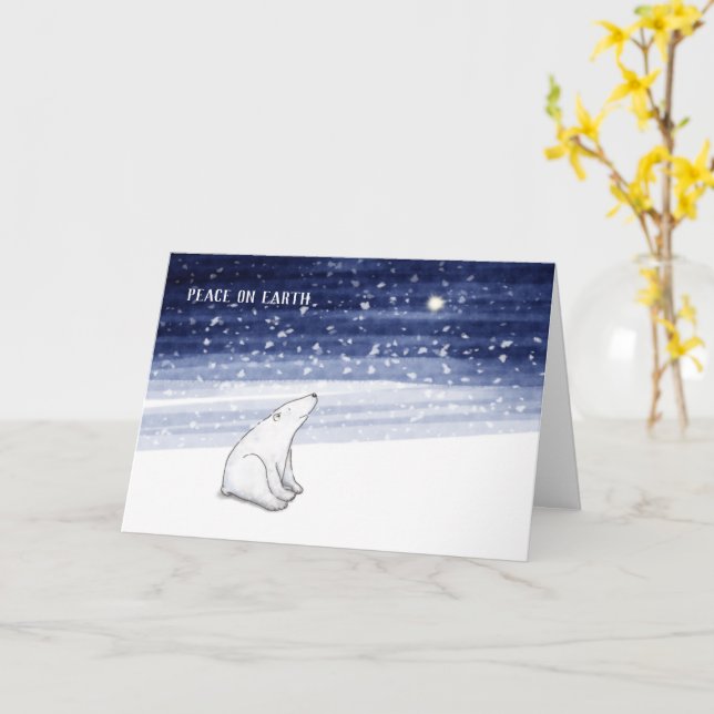 "Weltfrieden" Polarbär und Weihnachtsstar Karte (Gelbe Blume)