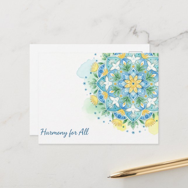 Weltfrieden Postkarte (Vorderseite/Rückseite Beispiel)