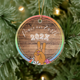 Weltfrieden Rainbow Individuelle Name- Jahr Keramik Ornament