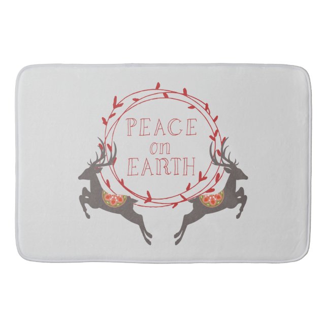 Weltfrieden Reindeer Holiday Badematte (Vorderseite)