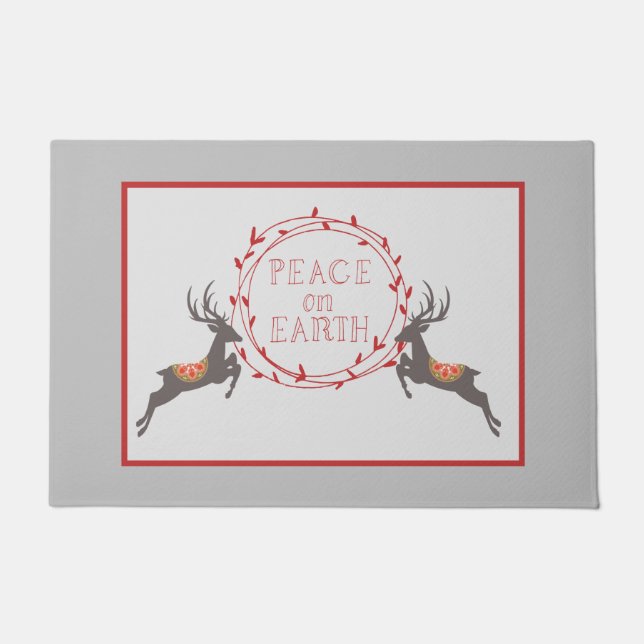 Weltfrieden Reindeer Holiday Fußmatte (Vorderseite)