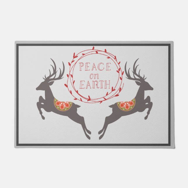 Weltfrieden Reindeer Holiday Fußmatte (Vorderseite)
