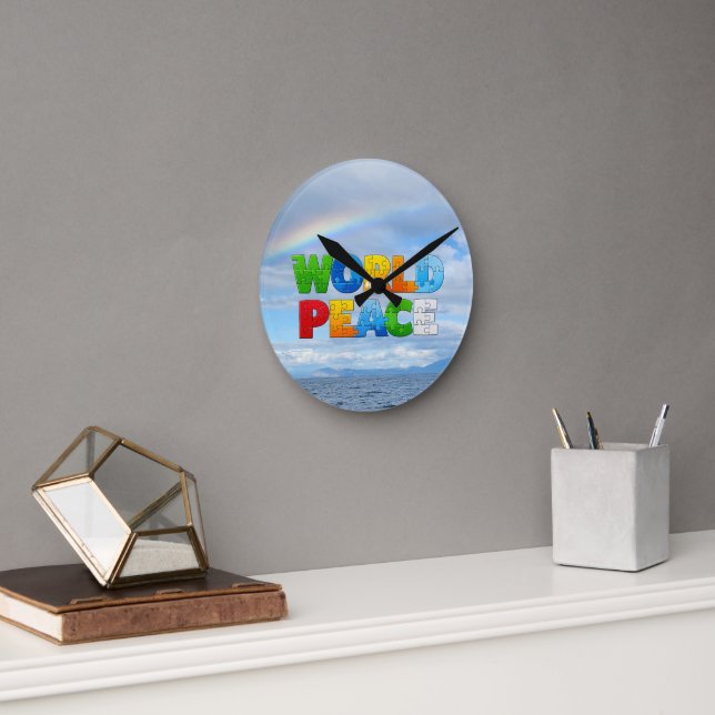 Weltfrieden Runde Wanduhr (Büro)