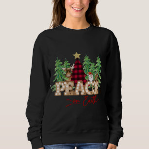 Weltfrieden Santa Reindeer Buffalo Karierter Baum Sweatshirt