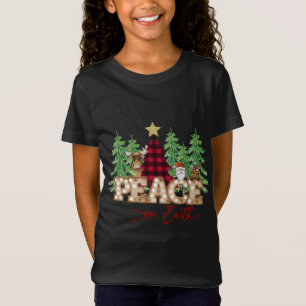 Weltfrieden Santa Reindeer Buffalo Karierter Baum  T-Shirt