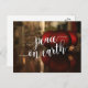 Weltfrieden Typografie & Rote Ornamente Foto Postkarte (Vorne/Hinten)