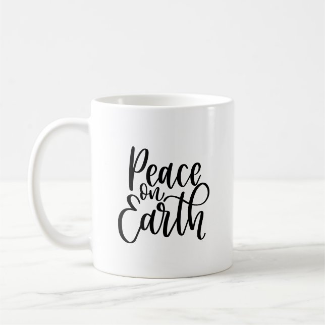 Weltfrieden Typografie Weihnachten Kaffeetasse (Links)