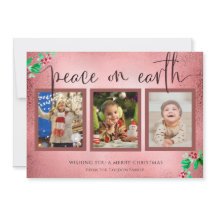 Weltfrieden Weihnachten 3 Foto Kranz Rose Gold
